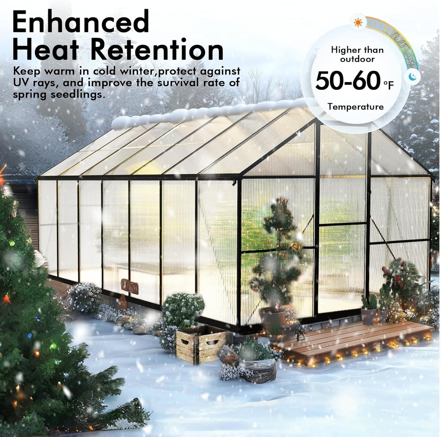 8×14FT Green Houses for Outside, Large Walk in Greenhouse for Outdoors and Winter Garden Planting, Heavy Duty Greenhouse Kit Withstands Strong Wind or Heavy Snow to Protect Vegetables or Plants