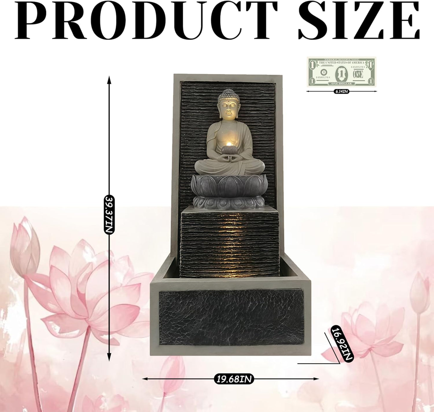 Outdoor Water Fountain Outside, Garden Fountain, Buddha Statue Outdoor/Indoor for Home, Buddha Decor & Gifts, Buddah, Buda, Budda, Buddhas, Chinese Decor & Gifts, Feng Shui