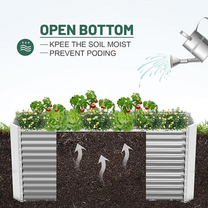 Land Guard 6x3x3ft Rectangular Galvanized Raised Garden Beds, Large-Capacity Metal Planter Box Outdoor, Durable Deep Raised Garden Bed 3ft Tall, Raised Beds for Gardening Vegetables, Classic Silver