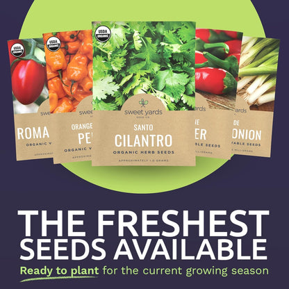 Organic Salsa Garden Seeds Variety Pack - 8 Individual Packs - 2025 Season - Cayenne Pepper, Roma Tomato, Cilantro and More! for Indoor & Outdoor Planting (Non-GMO, Certified Organic)