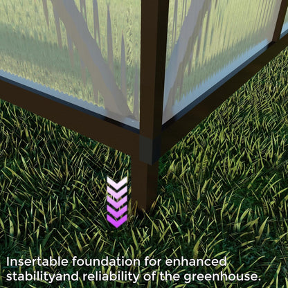 CQZY 6x4 FT Greenhouse for Outdoors, Polycarbonate Greenhouse with Quick Setup Structure and Roof Vent, Aluminum Large Walk-in Green House for Outside Garden Backyard, Dark Gray