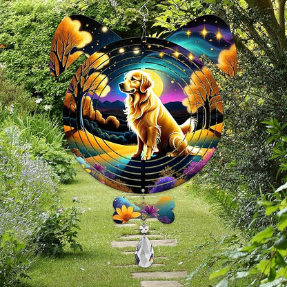 Golden Retriever Dog Ears Wind Spinner, Golden Retriever Wind Spinner Hanging for Yard and Garden