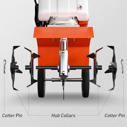 62cc Gas Tiller Cultivator, 10-Inch 2-Cycle Gas Powered Garden Tiller for Heavy Duty Soil, Self-Propelled Lawn Tiller with 4 Steel Tines & Adjustable Handle, Easy Pull Start for Clay/Dirt