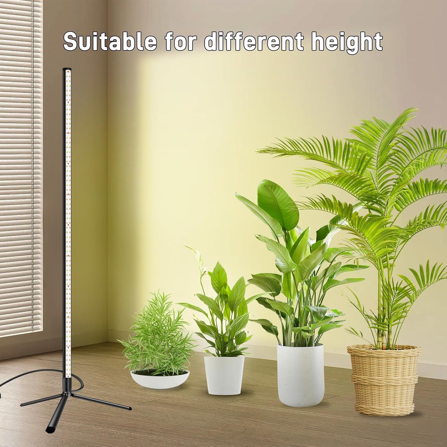 T8 LED Standing Grow Light for Indoor Plants, 4FT 42W Full Spectrum Plant Light with 243 LEDs, Wide Coverage, Foot-Operated Switch, Floor Grow Lamp with Adjustable Tripod Stand