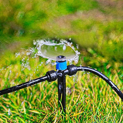 Push-to-Fit Drip Irrigation Vortex Emitters for 1/4" Drip Irrigation Tubing, 30 Pcs Adjustable 360 Degree Water Flow Fan Shape Drippers with Stake for 4/7mm Tube for Garden Watering System