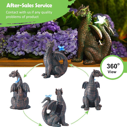 Nacome Dragon Outdoor Statues for Garden: Outside Decor with Butterfly Clearance for Yard Art Lawn Ornaments Porch Patio Balcony Home House - Birthday Gifts for Grandma Mom Women
