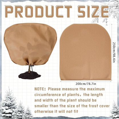 4 Pcs Winter Plant Covers Freeze Protection Reusable Plant Protector Bag with Drawstring Warm Shrubs Cover Frost Protection Planting Jacket Bags for Outdoor Garden, Brown (78.7 x 98.4 Inch)