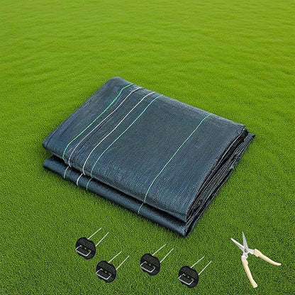 4 FTX100 FT Weed Barrier Fabric Heavy Duty, 4.23oz Landscape Fabric, with 60pcs U-Shaped Landscape Fabric Staples and 60pcsGarden Stakes Gaskets, 1 Shears