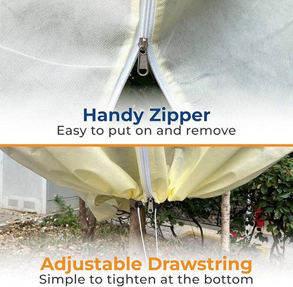 Plant Covers Freeze Protection, 2 Packs 40''W x 47''H Shrub Jackets with Zipper and Drawstring, Frost Cloth for Winter, Outdoor Plant Blankets for Cold Weather