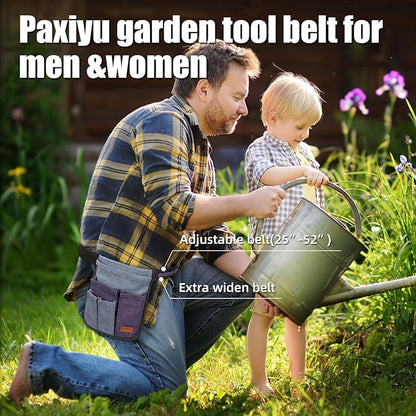 Garden Tool Belt for Men & Women, Denim Slim 4-Pocket Adjustable Garden Apron - Lightweight Utility Belt for Gardening, DIY, Carpenter, Painting, Seamstress, and Crafting Tool Pouch (Purple)