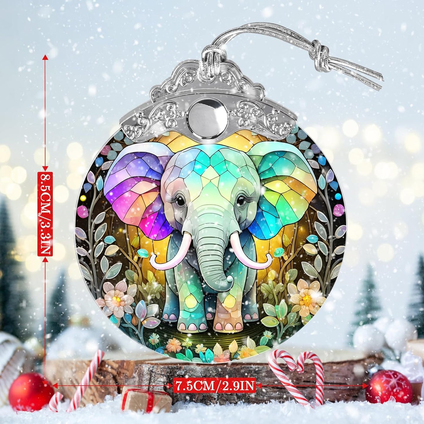Stained Glass Suncatcher, Jocidea Elephant Ornament, Christmas Ornaments, Holidays Ornaments, Christmas Tree Decor, Elephant Decor for Home, Elephant Gifts