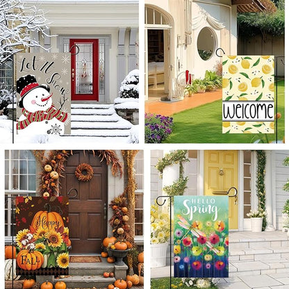 Seasonal Garden Flag Set of 12 Double Sided 12 x 18 Inch Yard Flag, Small Garden Flags for Outside, Christmas Flag, Halloween, Fall Winter Outdoor Flag, Holiday Garden Decorations for All Seasons