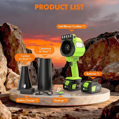 OGERY Leaf Blower Cordless with Lights, 21V Powerful Brushless Electric Leaf Blowers with 2 x 3.0Ah Batteries & Charger, 700CFM 900G Wind Pressure Handheld Blower for Lawn Care Yard Garden, Green