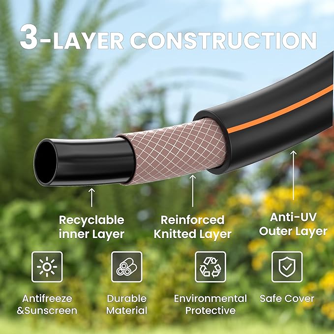 Giraffe Tools Leader Hose 10ft x 5/8", Short Water Hose Heavy Duty for Hose Reel, Lightweight, Flexible with Female Female Fittings