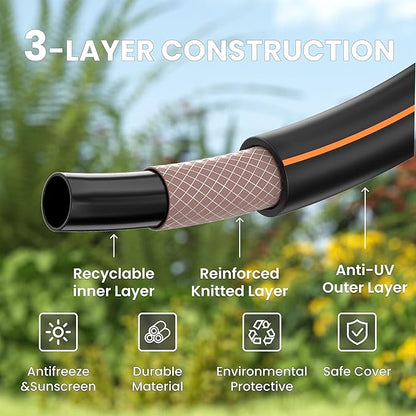 Giraffe Tools Garden Hose 25ft x 5/8'', Water Hose Heavy Duty, Flexible, Lightweight Hybrid Hose with Swivel Handle, Male to Female Fittings