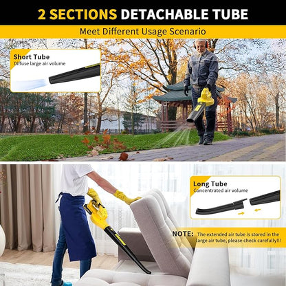 Leaf Blower Cordless, 20V Electric Blower with 2 X 2.0Ah Batteries and Fast Charger, 3 Speed Control, Handheld Lightweight Leaf Blower for Lawn Care, Patio, Garden Cleaning, etc