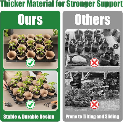 20 Cell Plant Trays for Carrying 3 inch Round Nursery Pots, Sturdy Plastic Trays Suitable for Holding 100 pcs Peat Pots (5 Packs)