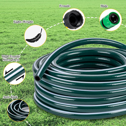 Above Ground Sprinkler System Irrigation for Garden Multi- Adjustable Lawn Sprinkler Set Ideal for Small Areas Plant and Flower Bed Watering, 50ft Green Garden Hose Included
