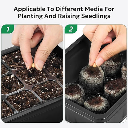 MIXC 10 Packs Seed Starter Tray Seed Starter Kit with Humidity Dome (120 Cells Total Tray) Seed Starting Trays Plant Starter Kit and Base Mini Greenhouse Germination Kit for Seeds Growing Starting