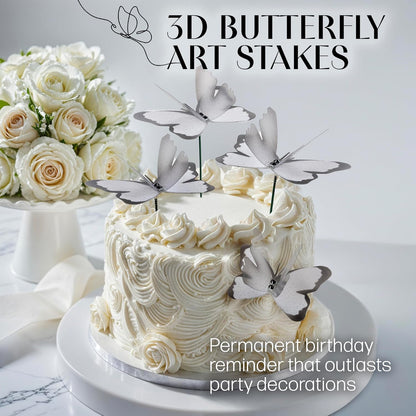 Handmade Butterfly Garden Stakes – Set of 7 White Decorative Butterflies Idea for Garden & Nature Lovers – Outdoor & Indoor Garden Decor – Air Aquarium Handmade by Kushner