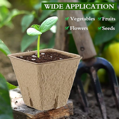 180 Pieces Peat Pots Plant Starters 2.3 Inch Square Peat Pots for Herb Seedlings Garden Germination Nursery Pots Organic Germination Plant Starter with Plant Markers Labels for Plants Supplies