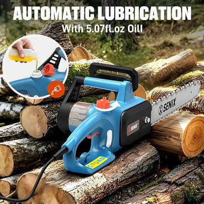 SENIX Electric Chainsaw, 14" Corded Chainsaw,10 Amp Chain Saw for Wood Cutting, Tree Trimming, Garden Tool for Pruning, Branch Cutting, Yard, Fathers Day Gift for Men,Gardener, CSE10-L
