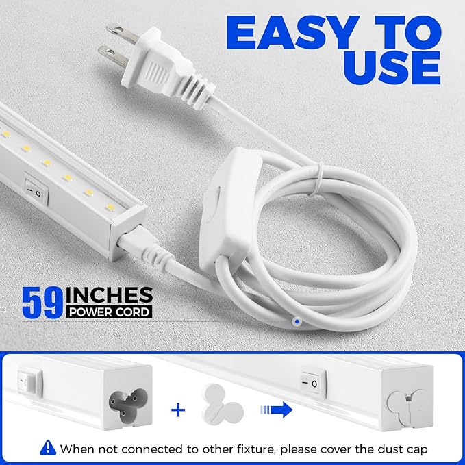 Barrina Grow Lights for Indoor Plants, 1ft Plant Lights for Indoor Growing, 5000K White Full Spectrum Grow Light, Individual Switch, T5 Grow Light Strip, Plug and Play, 8-Pack