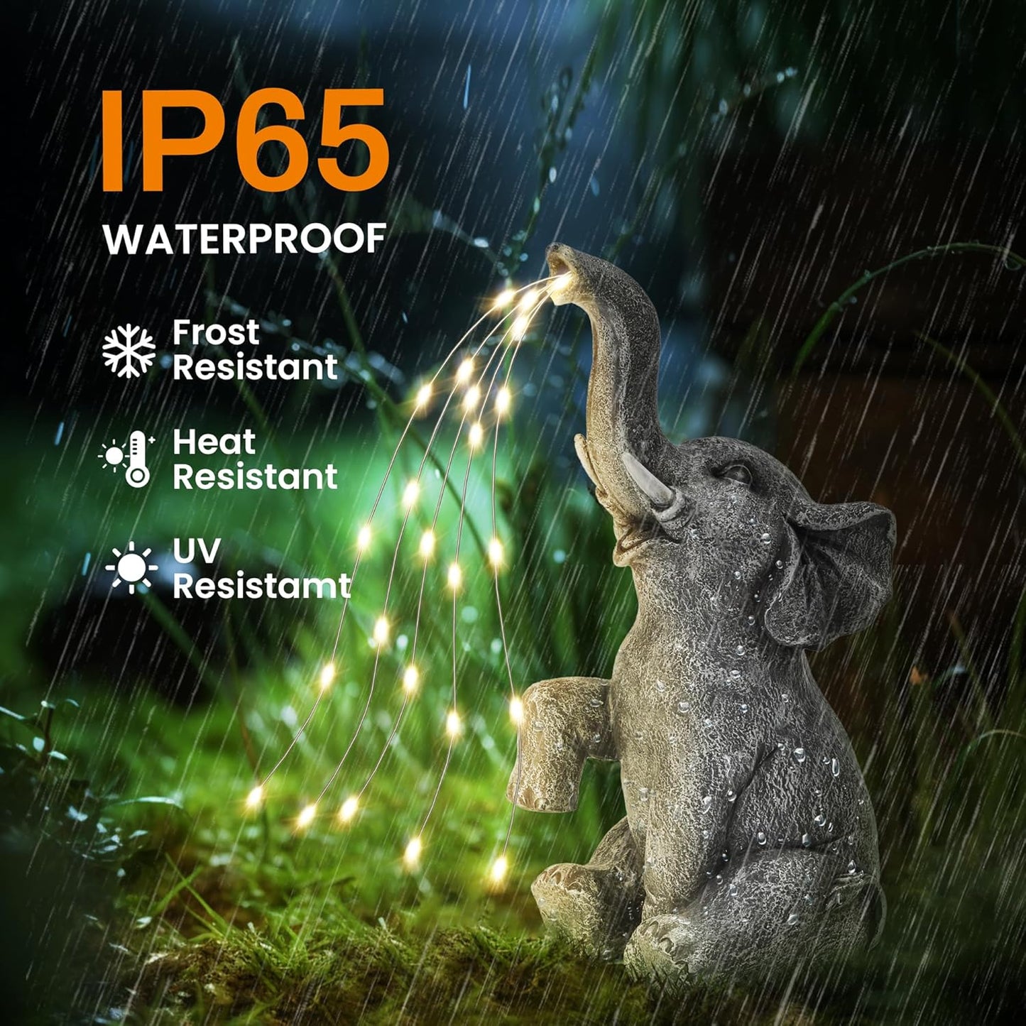 GIGALUMI Solar Garden Decor Watering Elephant Statues Outdoor, Birthday Gifts for Women Mom Grandma Senior Elder, Elephant Ornament for Balcony, Garden, Patio, Yard, Lawn (Constant Lights Only)