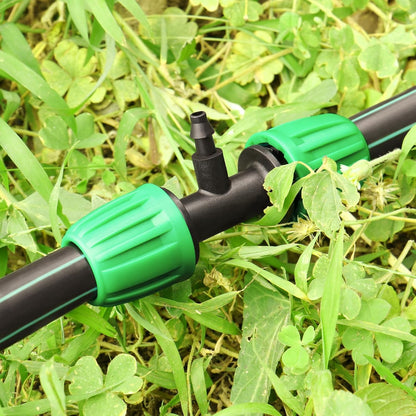 12 Pack Drip Irrigation Fittings for 1/2 Inch to 1/4 Inch Tubing Reducing Tee：1/2" (1/2" ID x 0.65" OD) to 1/4" Drip Line Anti-drop Locked Nut Barbed Reducer Tee Connectors