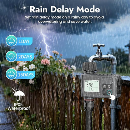 Insoma Water Timer, 1 Zone Outdoor Hose Timer for Garden Faucet with Auto/Manual/Rain Delay Mode, Sprinkler Irrigation Timers for Yard Lawn