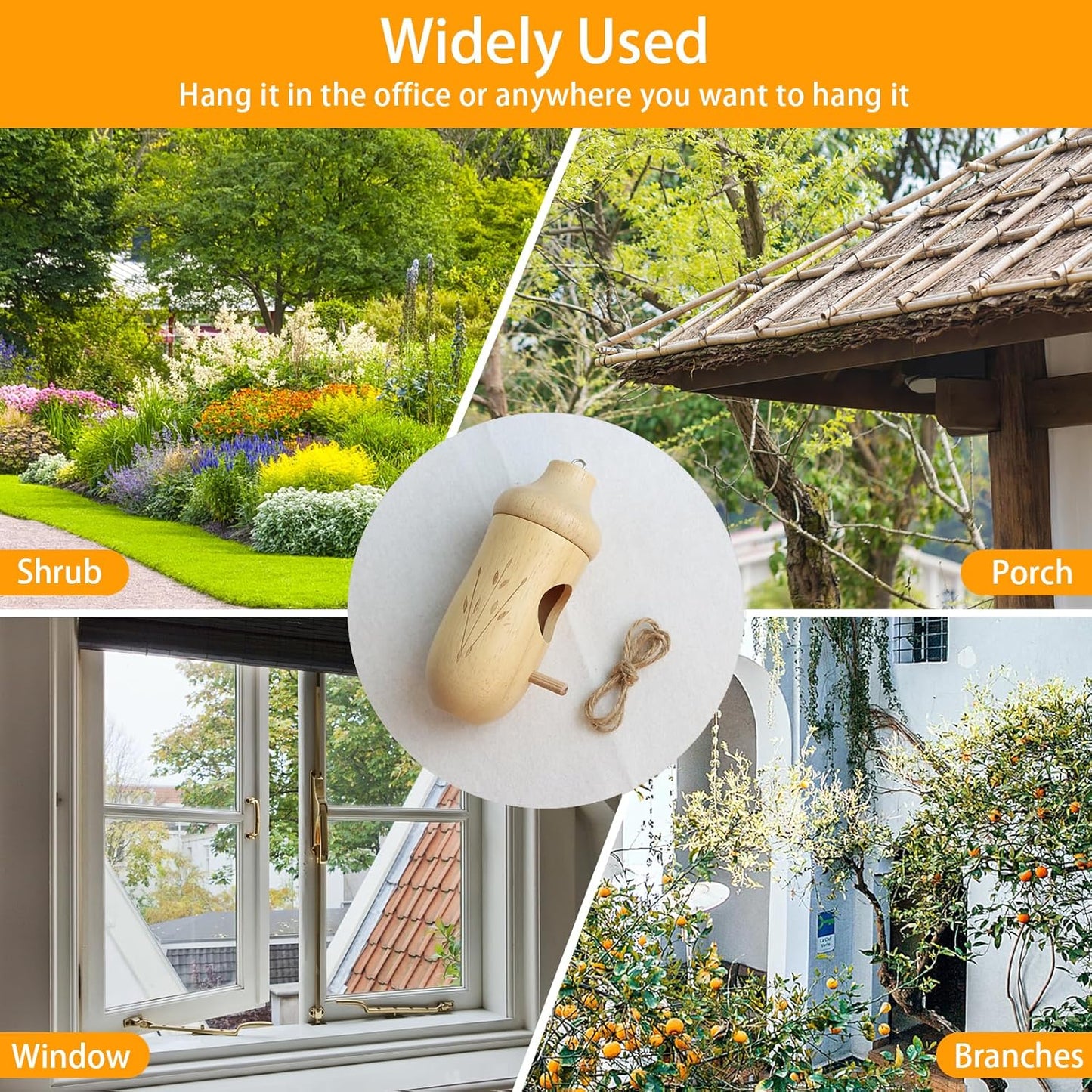 Hummingbird House - Natural Wooden Hummingbird Houses for Outside Hanging, Gardening Gifts Home Decoration 3 Packs