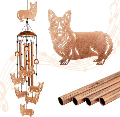 Corgi Wind Chimes for Outside, Metal Windchimes Outdoors, Corgi Gifts for Women/Men, Memorial/Birthday Gifts, Garden Decor for Outside, Patio or Yard, Durable Chimes for Outdoors