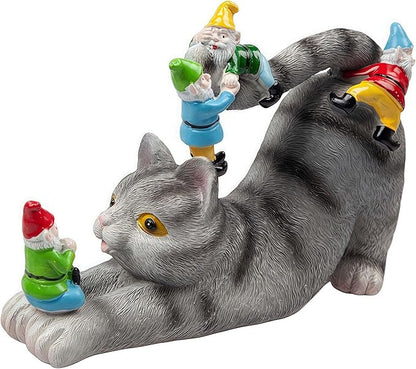 Cat Gnomes Garden Statues,Cat Sculpture Decorations Outdoor Lawn & Yard Figurine,for Women Mother Kids,Cat Lover Gifts,Patio, Balcony, Yard, Lawn Ornament