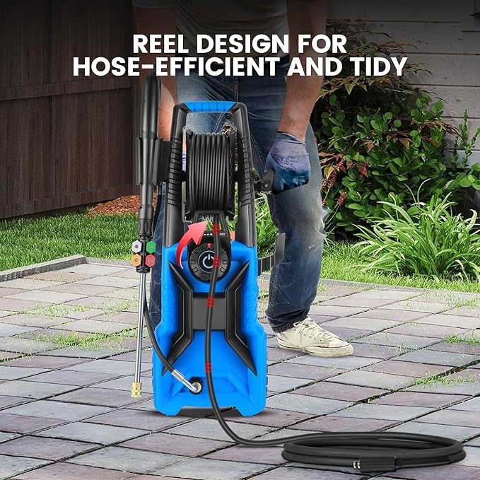 Pressure Cleaner 5000 PSI 3.0 GPM Adjustable Pressure, Power Cleaners Powered with 33ft Pressure Hose, 4 Nozzles and 500ml Foam Cannon, Cleaner Machine for Home, Car, Blue