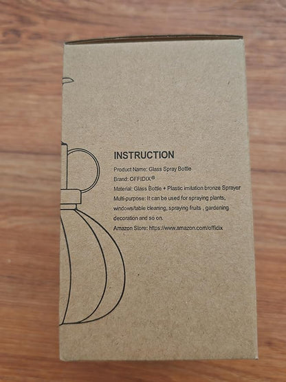 OFFIDIX Glass Plant Mister, 6.3 Inches Tall Vintage Style Spritzer Bronze Plastic Top Pump One Hand Watering Can Indoor Plant Spray Bottle for Garden, Plants, Cleaning (Dark Green)