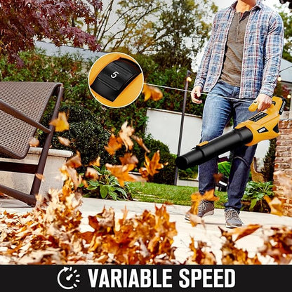 Leaf Blower Cordless 21V 500CFM Powerful Electric Leaf Blower with (2) 4.0Ah Batteries and Charger, Variable-Speed, Handheld Rechargeable Battery Powered Blowers for Lawn Care, Yard Clearance, Leaves