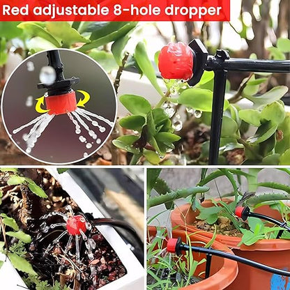 100ft Drip Irrigation System with 50 Adjustable Sprinklers – Automatic Garden Watering System for Outdoor Plants, Lawns, Flower Beds – Efficient Water-Saving Sprinkler System