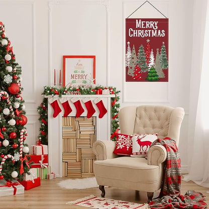 Christmas Trees Garden Flag, Merry Christmas Yard Flag Double Sided Weather Resistant Outside Decorative Flag for Patio Lawn Home Courtyard 12x18inch