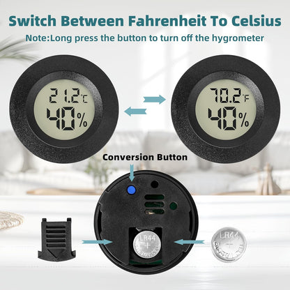 Mini Hygrometer Indoor/Outdoor Humidity Meter Hygrometer Thermometers 4 Pack Humidity Meters Gauge Mini Digital Thermometer for Humidors, Greenhouse, Garden, Cellar (4)