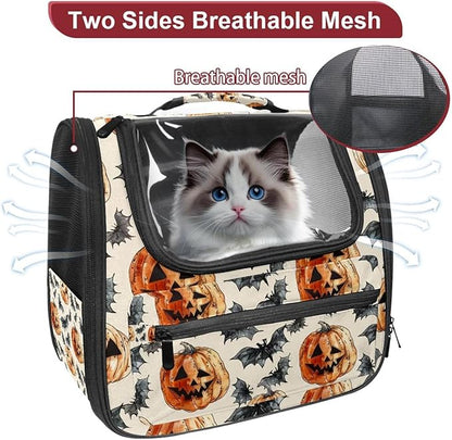 Dog Carrier Backpack for Small Pets - Cat & Dog Backpack for Hiking, Camping or Travel, Pumpkin Helloween0