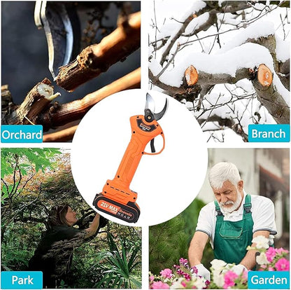 Electric Pruning Shears, Bravolu 21V Professional Power Secateurs Battery Powered, 2 x 2Ah Batteries, Cordless Pruning Shears Equipped With a Brushless Motor - 30mm [1.2 Inch] Cutting Diameter