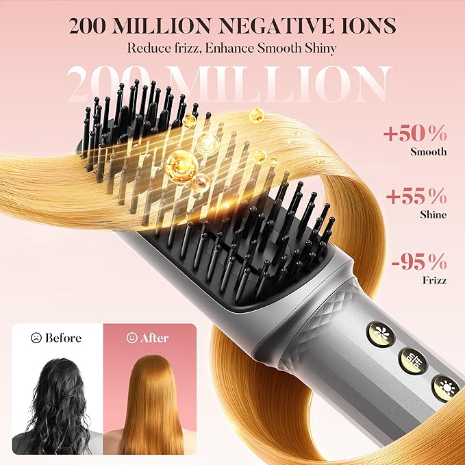 Easywave 7 in 1 Hair Dryer Brush: 110,000 RPM High-Speed Blow Dryer with Negative Ions for Frizz-Free Styling Fast Drying Auto Curling Volumizing Straightening, Hot Air Brush with Travel Bag