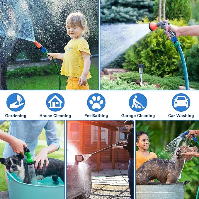 16 Pieces Garden Hose Quick Connect Fittings 3/4 Inch Plastic Water Hose Quick Connect Male and Female Water Hose End Adapters with 10 Pieces Rubber Washer (Blue)