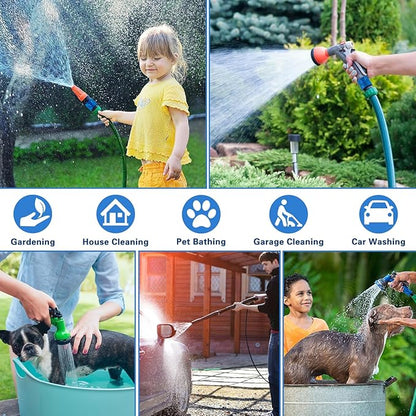 16 Pieces Garden Hose Quick Connect Fittings 3/4 Inch Plastic Water Hose Quick Connect Male and Female Water Hose End Adapters with 10 Pieces Rubber Washer (Blue)