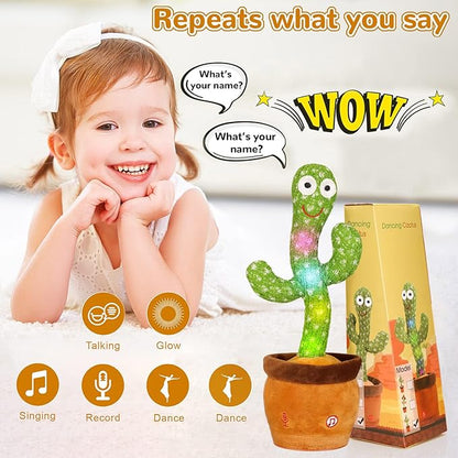 Dancing Talking Cactus Toy, Baby Singing Recording Mimicking Cactus Toy, Repeats What You Say, Musical Interactive Infant Toddler Toys for 1 Year Old Boys Girls