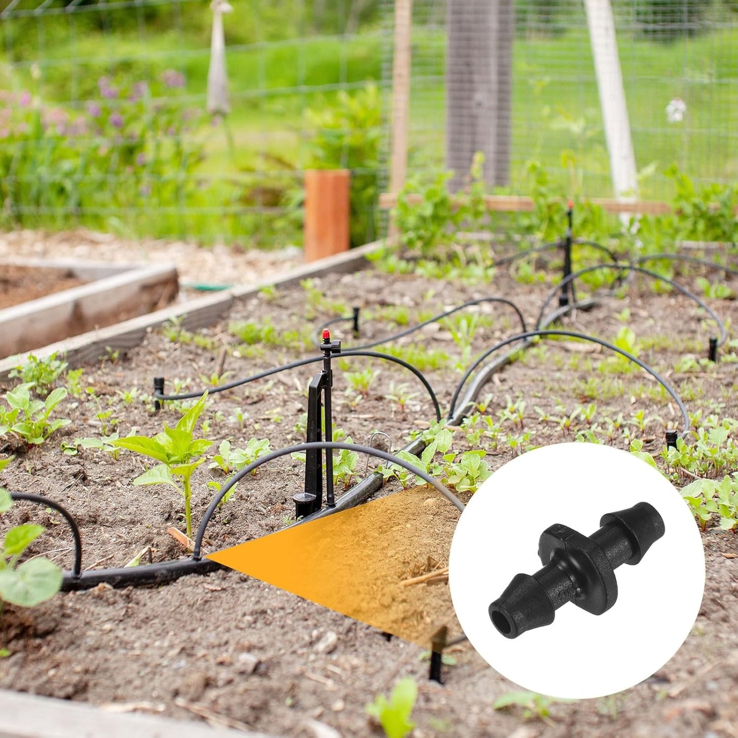 100-Pack Drip Irrigation Barbed Fittings, for 1/4 Inch Tubing Connector Plastic Coupling Irrigation Parts for Garden/Greenhouse/Aquarium/Flower Pot, Drip Pipe Accessories