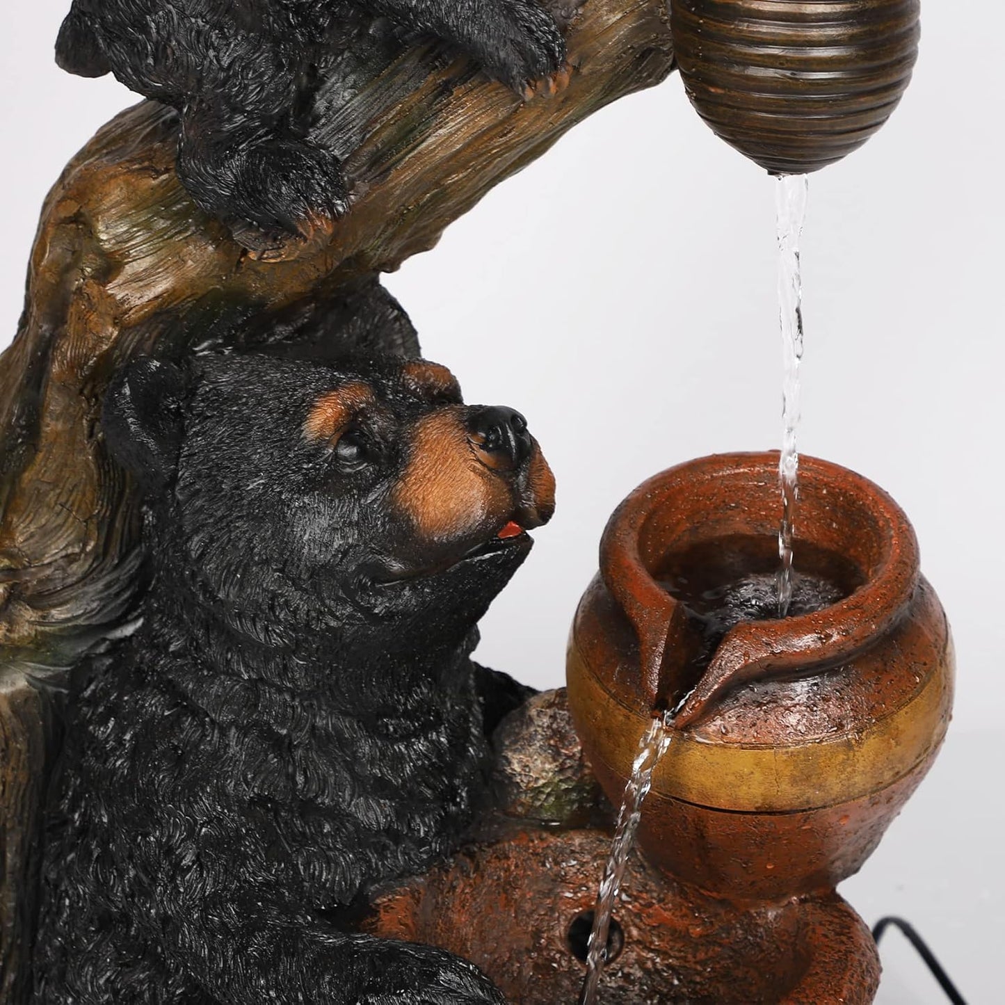 Ferrisland Outdoor Fountain Black Bears Garden Water Fountain Outdoor Water Feature Resin for Garden Patio Yard Deck Home Lawn Porch House Relaxation Exterior Balcony