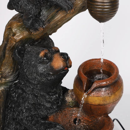 Ferrisland Outdoor Fountain Black Bears Garden Water Fountain Outdoor Water Feature Resin for Garden Patio Yard Deck Home Lawn Porch House Relaxation Exterior Balcony