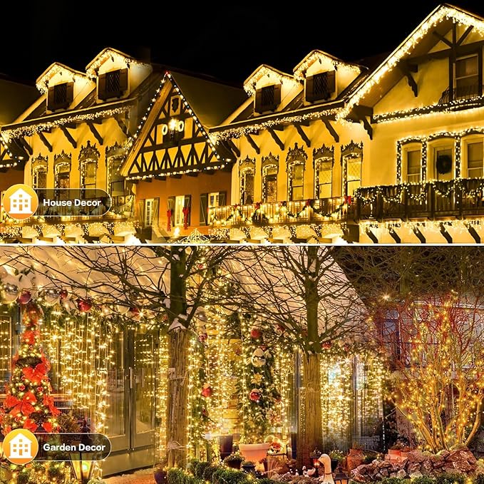 6 Pack Solar String Lights Outdoor, 600 LED Extra-Long 236Ft Solar Lights Outdoor with 8 Lighting Modes, IP65 Waterproof for Garden, Patio, Xmas, Balcony, Tree, Wedding, Party Decor (Warm)