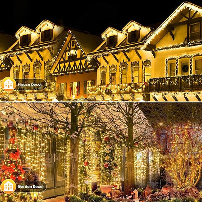 6 Pack Solar String Lights Outdoor, 600 LED Extra-Long 236Ft Solar Lights Outdoor with 8 Lighting Modes, IP65 Waterproof for Garden, Patio, Xmas, Balcony, Tree, Wedding, Party Decor (Warm)